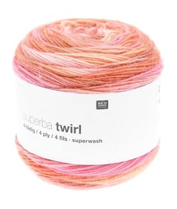 Laine à chaussette Superba Twirl 4 fils - 100GR - Rico Design 003 multicolore saumon
