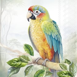 Lot de 4 serviettes en papier découpage collage 33 cm OISEAU  EXOTIQUE PEROQUET O 403