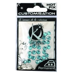 Ki-Sign - Strass thermocollant tissu Ø 6mm Bleu vert 35 pièces