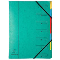 Trieur agrafé avec élastiques 7 compartiments - Vert - x 12 - Exacompta