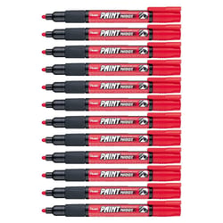Lot de 12 marqueurs peinture permanents pointe ogive 2 mm - PENTEL - Rouge - MMP20