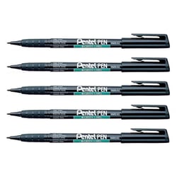 Lot de 5 marqueurs permanents pointe fine - PENTEL - Noir - NMS50