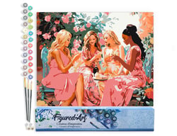 Peinture par Numéro Figured'Art Toast des Divas au Jardin - Activité Manuelle Kit de Loisir Créatif DIY Numéro d'Art Complet - 40x50cm sans châssis en bois