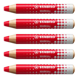 Crayon marqueur STABILO MARKdry - Rouge - Lot de 5