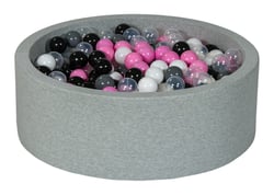 Piscine à balles Aire de jeu + 450 balles noir, blanc, transparent, rose clair, gris - Velinda