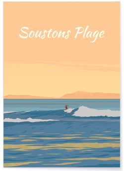 Affiche ville Soustons Plage | A3 : 29,7x42cm
