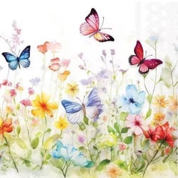 4 serviettes en papier découpage collage 33 cm JARDIN FLEUR PAPILLON PSS 105
