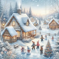 Lot de 4 serviettes en papier découpage collage 33 cm SCENE DE NOEL N 703