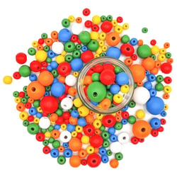 MégaCréa DIY - Perles rondes en bois multicolores 0,8 à 2,3 cm 385 pièces