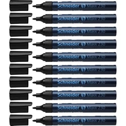 Lot de 10 marqueurs permanents pointe ogive 1-3 mm - SCHNEIDER - Maxx 230 - Noir