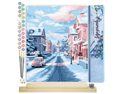 Peinture par Numéro Figured'Art - Matinée Enneigée en Ville - Kit de Loisir Créatif DIY Numéro d'Art Complet - 40x50cm toile roulée + châssis en bois à monter