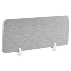 Séparateur de Bureau Gris Clair en PET Acoustique Recouvert de Tissu 120 x 40 cm avec Pinces de Fixation