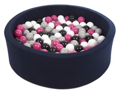 Piscine à balles Aire de jeu + 200 balles bleu marine noir, blanc, rose,gris - Velinda