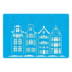 Pochoir plastique souple réutilisable 18,5 x 14,5 cm Fabrika Decoru MAISON NEIGE 241
