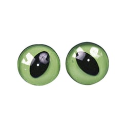 Yeux de chat en plastique, vert / noir14 m, à coudre, 4 pces