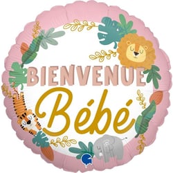 Ballon Aluminium Hélium - Bienvenue Bébé Rose Ø 35 cm