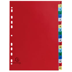 Intercalaires imprimés alphabétiques PP couleurs 12/100 AZ - A4 - Couleurs assorties - x 20 - Exacompta