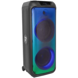 BoomToneDJ BOOMaster 900 – Enceinte portable active 900W avec effets lumineux, Bluetooth 5.0, TWS, USB/SD, batterie rechargeable, roulettes et poignée.
