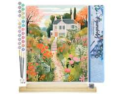 Peinture par Numéro Figured'Art - Jardin de la Villa - Kit de Loisir Créatif DIY Numéro d'Art Complet - 40x50cm toile roulée + châssis en bois à monter