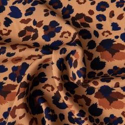 Tissu Viscose imprimé Arty Lynx sur fond Beige