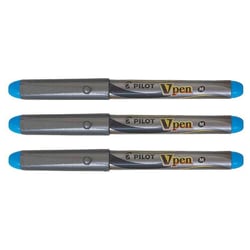 Lot de 3 Stylos plume jetable PILOT V-Pen - Turquoise - Pointe moyenne