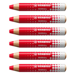 Crayon marqueur STABILO MARKdry - Rouge - Lot de 6