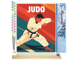 Peinture par Numéro Figured'Art - Affiche sportive Judo - Kit de Loisir Créatif DIY Numéro d'Art Complet - 40x50cm toile roulée + châssis en bois à monter