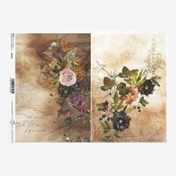 1 feuille de papier de riz 21 x 29,7 cm Itd Collection FLEUR VINTAGE 1835