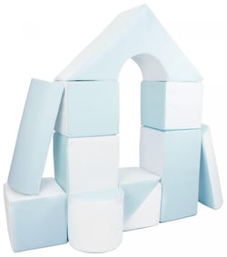 Set de 11 blocs en mousse pour le jeu blanc, bleu (pastel) - Velinda