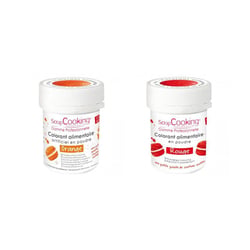 2 colorants alimentaires en poudre - rouge-orange
