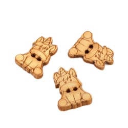 Lot de 3 boutons en bois 2cm x 1,8cm licorne