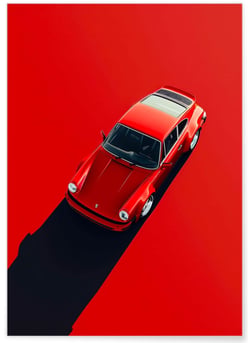 Affiche 911 rouge - Style minimaliste et élégant | A3 : 29,7x42cm
