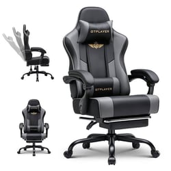 Fauteuil gaming ergonomique - GTPLAYER - noir/gris avec repose-pieds