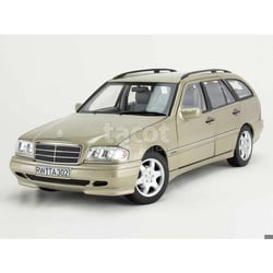 Voiture miniature de collection - NOREV - Mercedes C Class T-Model S202 1997 - Échelle 1/18 - Smoke Silver Metal - Monté métal