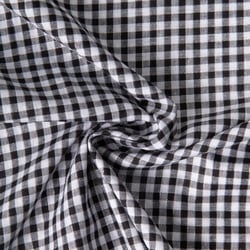 Tissu Coton Tartan Ecossais Lurex Noir sur fond Blanc