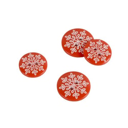 Bouton 2 trous flocon rouge