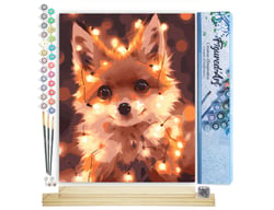 Peinture par Numéro Figured'Art - Petit renard et guirlande éclairée - Kit de Loisir Créatif DIY Numéro d'Art Complet - 40x50cm toile roulée + châssis en bois à monter
