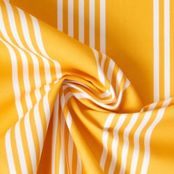 Tissu Toile de Coton d'ameublement Rayé blanc sur fond Jaune