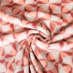 Tissu Doudou imprimé Géo corail sur fond Blanc