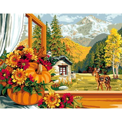 Princesse - Canevas Antique L'Automne à La Fenêtre 50x65 cm