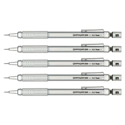 Lot de 5 porte-mines PENTEL GRAPHGEAR 500 - 0,5 mm - Argent - Corps plastique