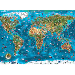 Puzzle geant carte du monde : les merveilles du monde 12000 pieces - collection monument et pays - educa 19057