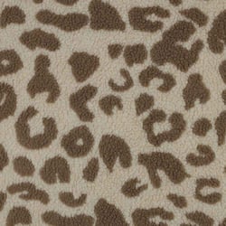 Tissu Fausse fourrure Mouton taches fauves marron sur fond Beige - Au mètre