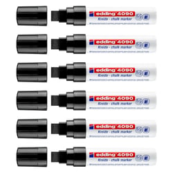Lot de 6 marqueurs craie liquide - EDDING - Pointe large 4-15 mm - Noir