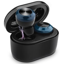 Ecouteurs Bluetooth 5.0 Sans Fil Avec Boîte De Charge Magnétique Noir Haute Qualité Bleu YONIS