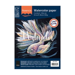Papier aquarelle lisse Florence - 100 feuilles - Noir - A4 - 300 g/m²