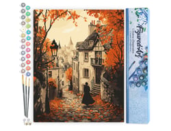 Peinture par Numéro Figured'Art - Promenade d'Automne et vieille Ville - Kit de Loisir Créatif DIY Numéro d'Art Complet - 40x50cm sans châssis en bois