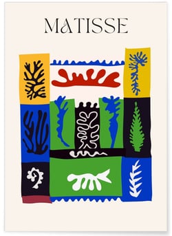 Affiche Matisse 'Composition Abstraite' – Bleu, rouge et noir | A3 : 29,7x42cm