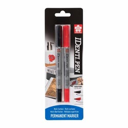 Feutres - Indélébile - Permanent - Rouge + Noir - Double pointe - Sakura - IDenti Pen