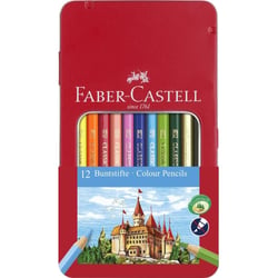 Lot de 6 crayons de couleur hexagonaux Faber-Castell - Boîte métal 12 couleurs
